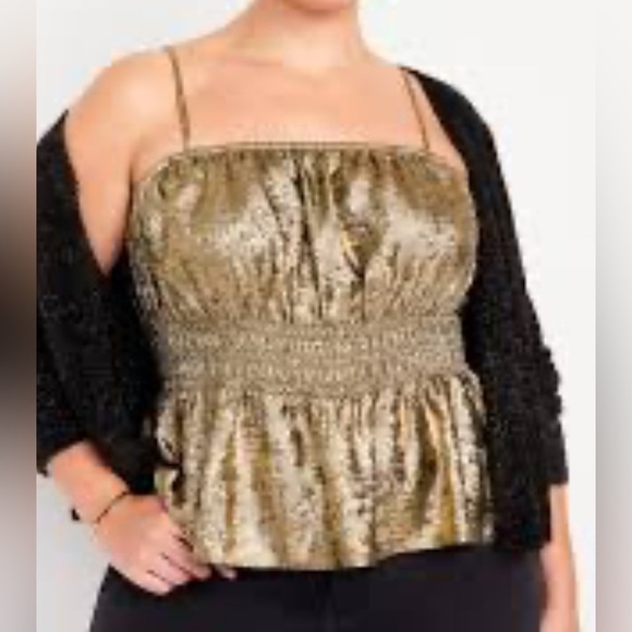 💎 Old Navy Satin Cami Shiny Top Gold - Picture 1 of 11